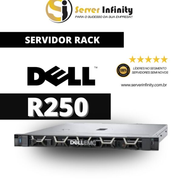 Servidor Dell PowerEdge R250 Rack 1U – 15ª Geração