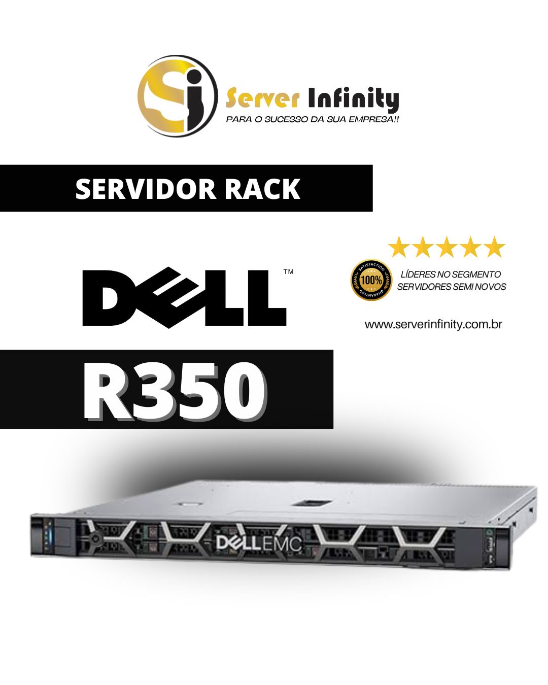 Servidor Dell PowerEdge R350 Rack 1U – 15ª Geração
