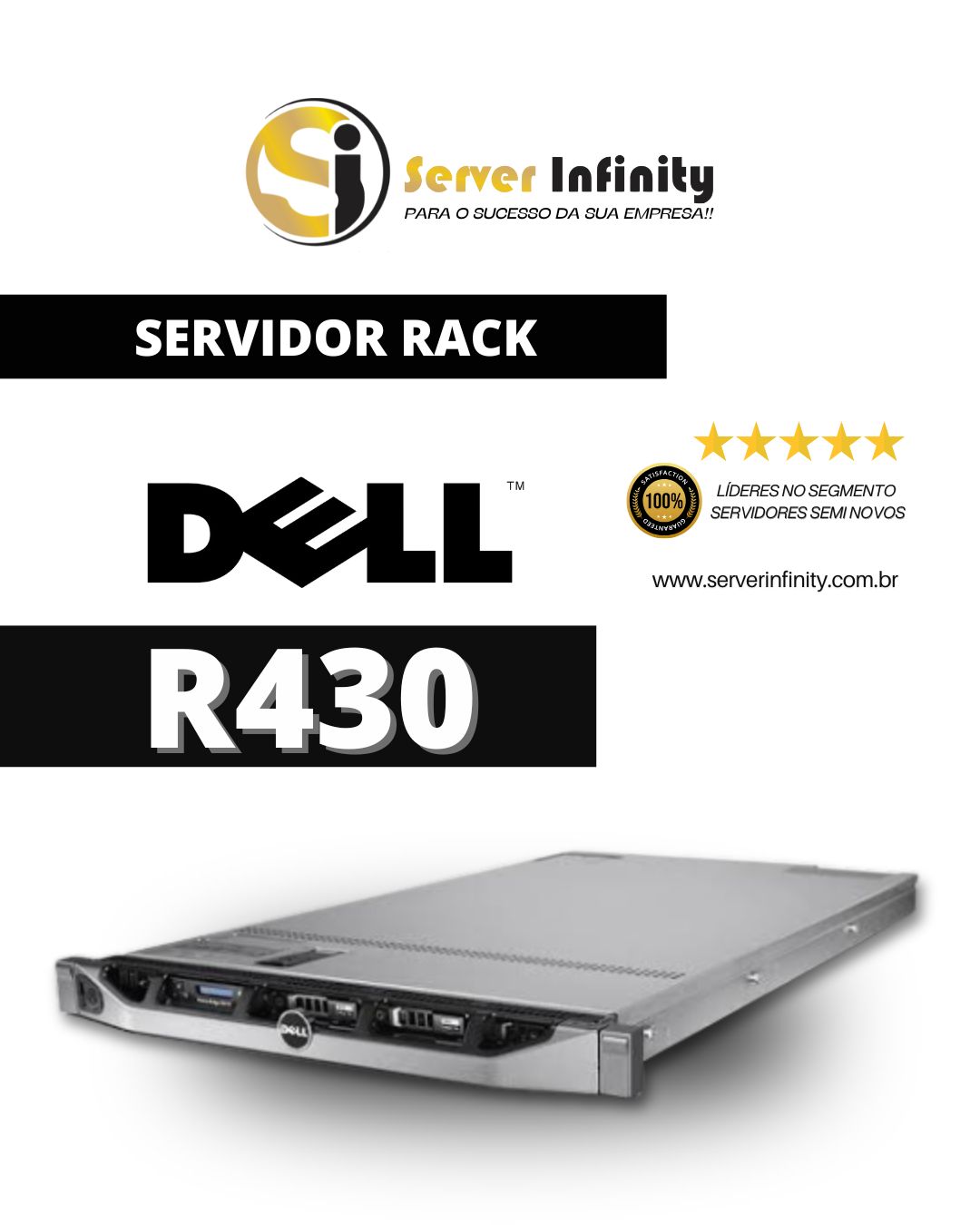 Servidor Dell PowerEdge R430 Rack 1U – 13ª Geração