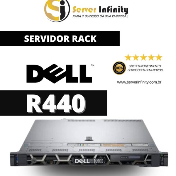 Servidor Dell PowerEdge R440 Rack 1U – 14ª Geração
