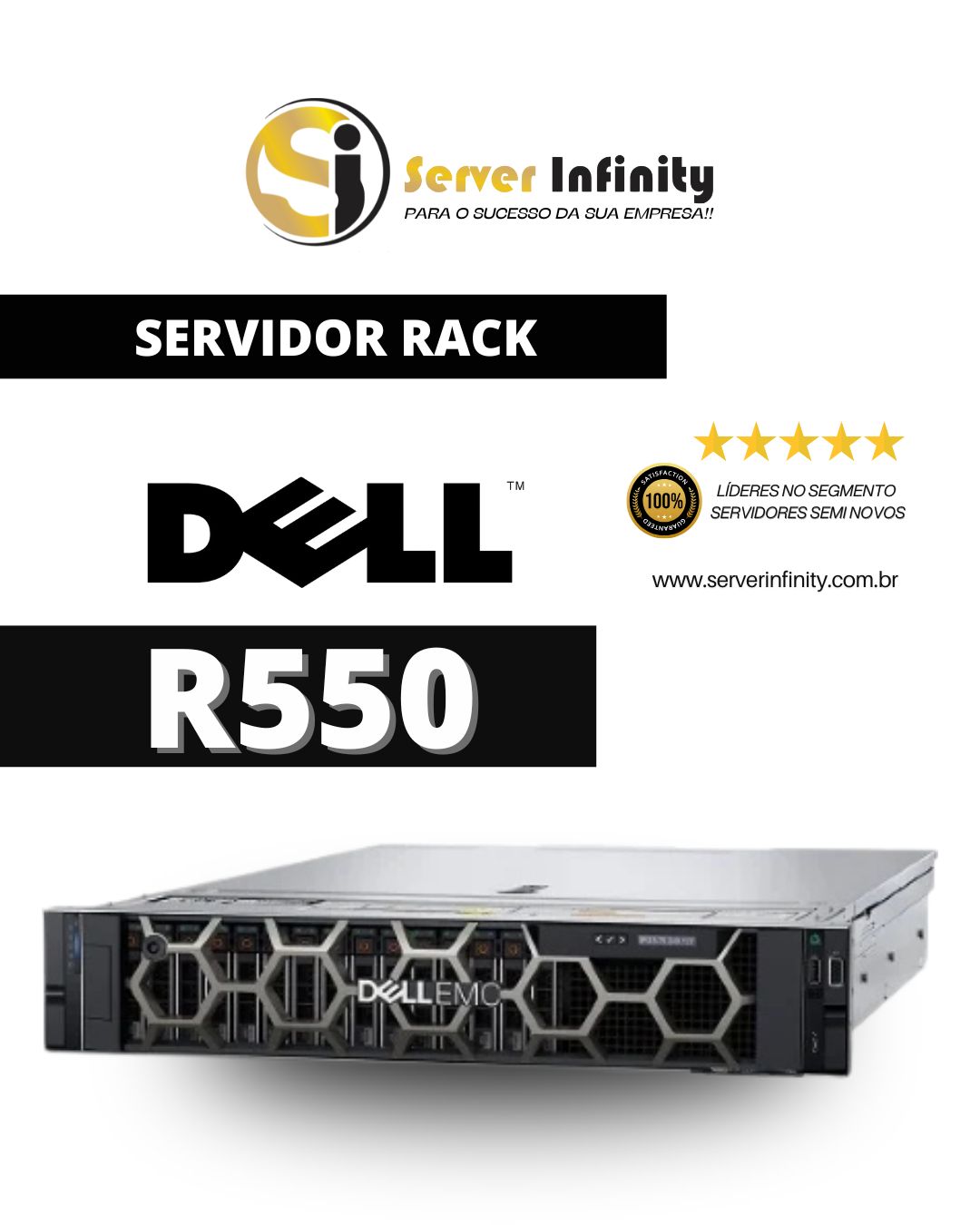 Servidor Dell PowerEdge R550 Rack 2U – 15ª Geração